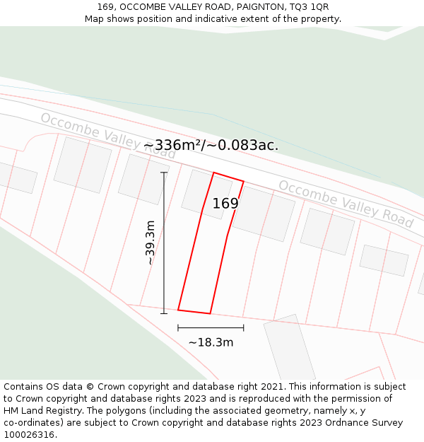 169, OCCOMBE VALLEY ROAD, PAIGNTON, TQ3 1QR: Plot and title map