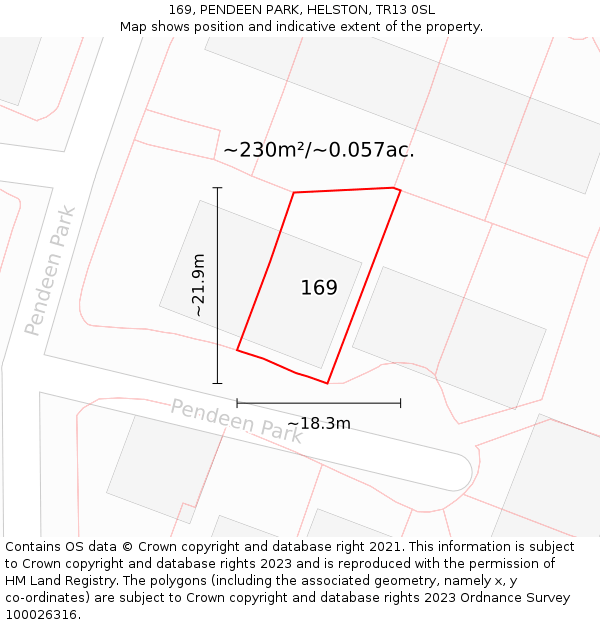 169, PENDEEN PARK, HELSTON, TR13 0SL: Plot and title map