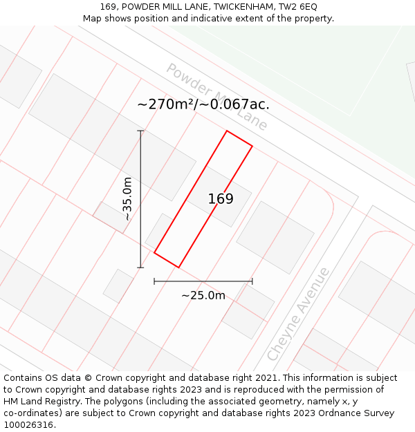 169, POWDER MILL LANE, TWICKENHAM, TW2 6EQ: Plot and title map