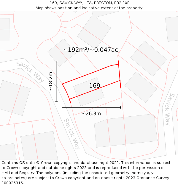 169, SAVICK WAY, LEA, PRESTON, PR2 1XF: Plot and title map