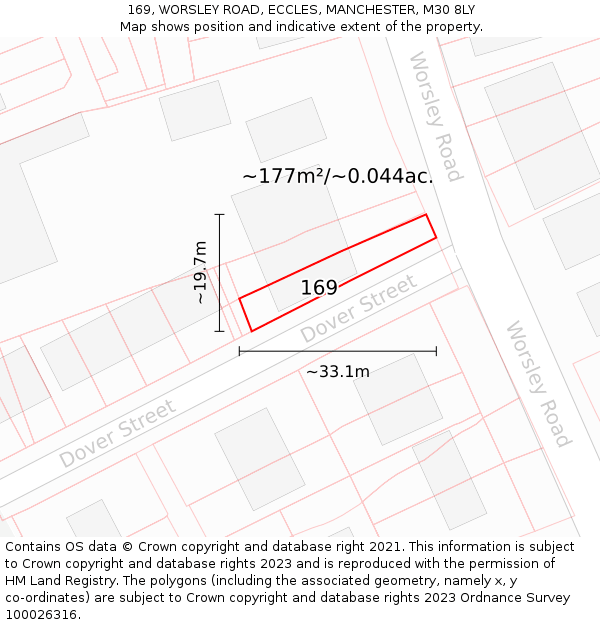 169, WORSLEY ROAD, ECCLES, MANCHESTER, M30 8LY: Plot and title map