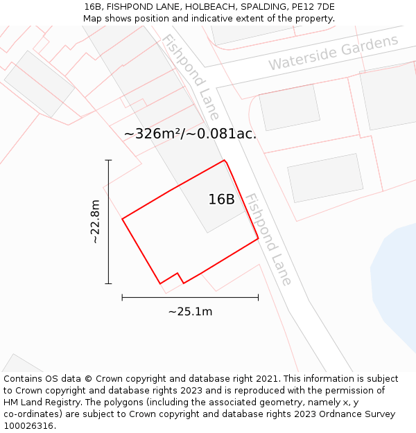 16B, FISHPOND LANE, HOLBEACH, SPALDING, PE12 7DE: Plot and title map