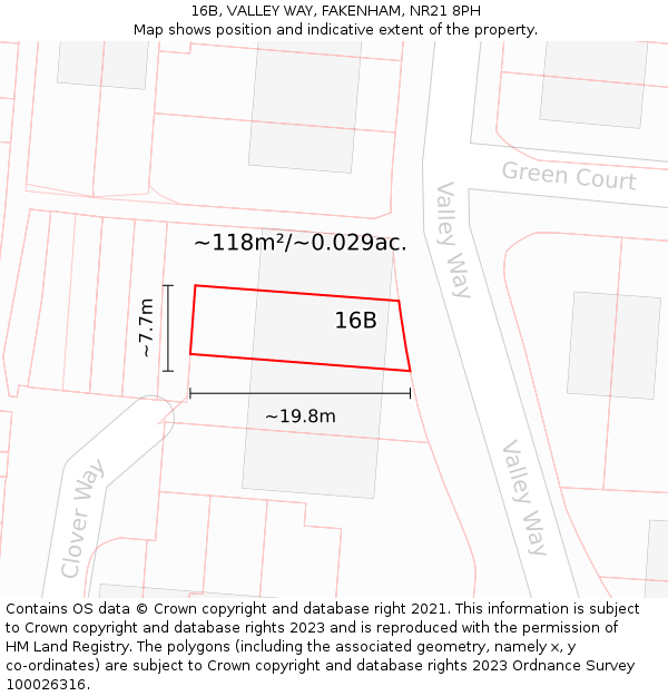 16B, VALLEY WAY, FAKENHAM, NR21 8PH: Plot and title map