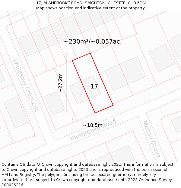 17, ALANBROOKE ROAD, SAIGHTON, CHESTER, CH3 6DN: Plot and title map