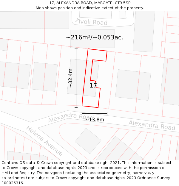 17, ALEXANDRA ROAD, MARGATE, CT9 5SP: Plot and title map