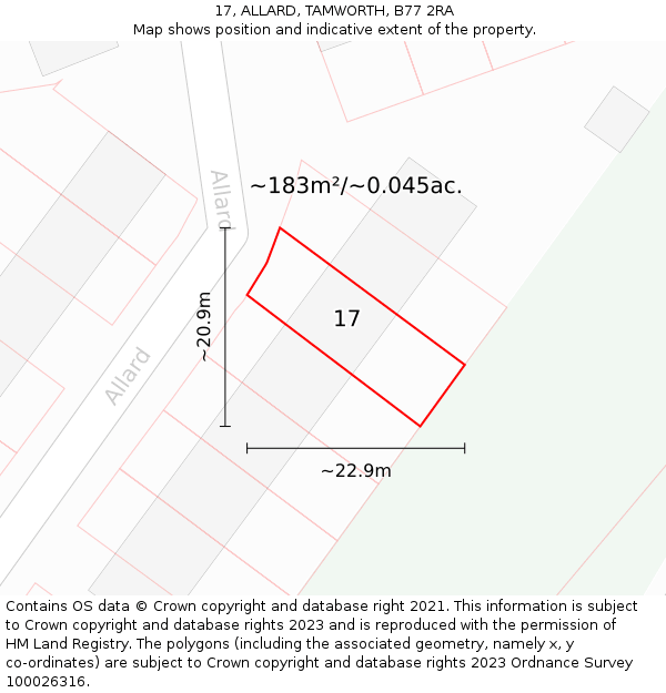 17, ALLARD, TAMWORTH, B77 2RA: Plot and title map