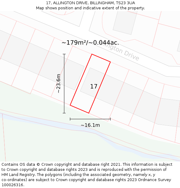 17, ALLINGTON DRIVE, BILLINGHAM, TS23 3UA: Plot and title map