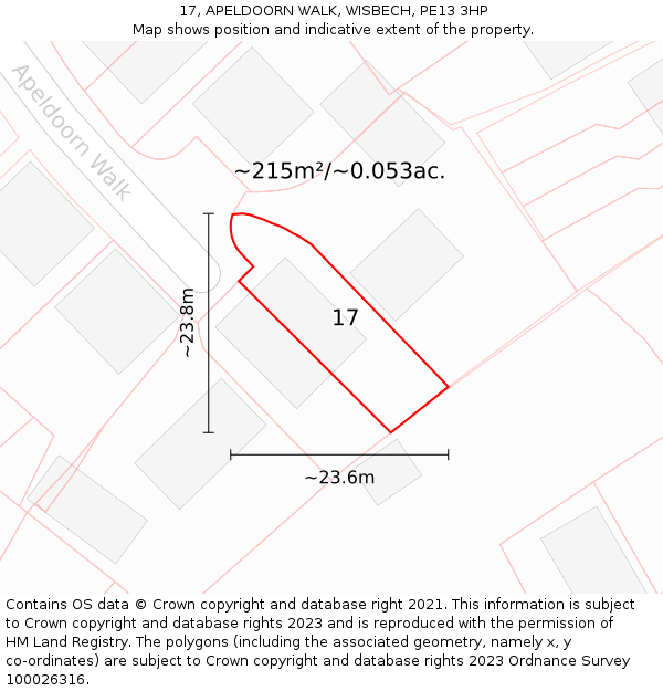 17, APELDOORN WALK, WISBECH, PE13 3HP: Plot and title map