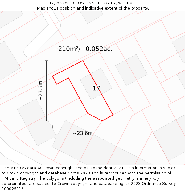 17, ARNALL CLOSE, KNOTTINGLEY, WF11 0EL: Plot and title map