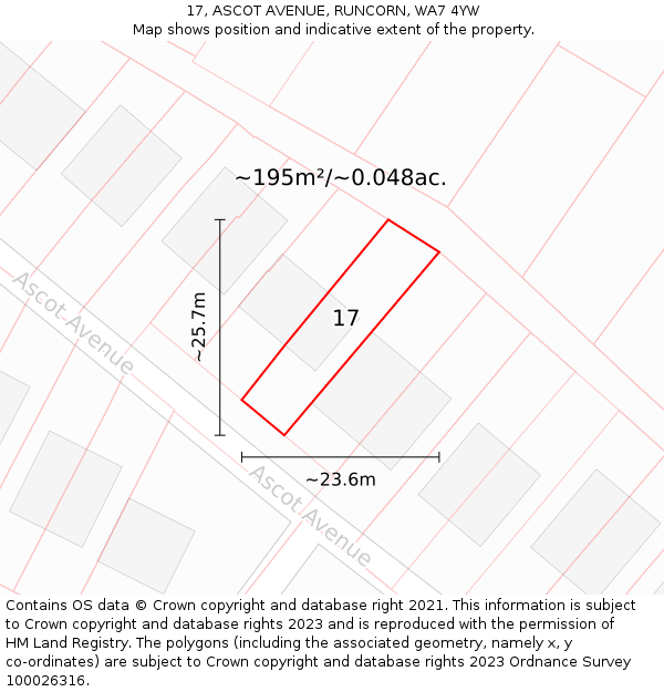17, ASCOT AVENUE, RUNCORN, WA7 4YW: Plot and title map