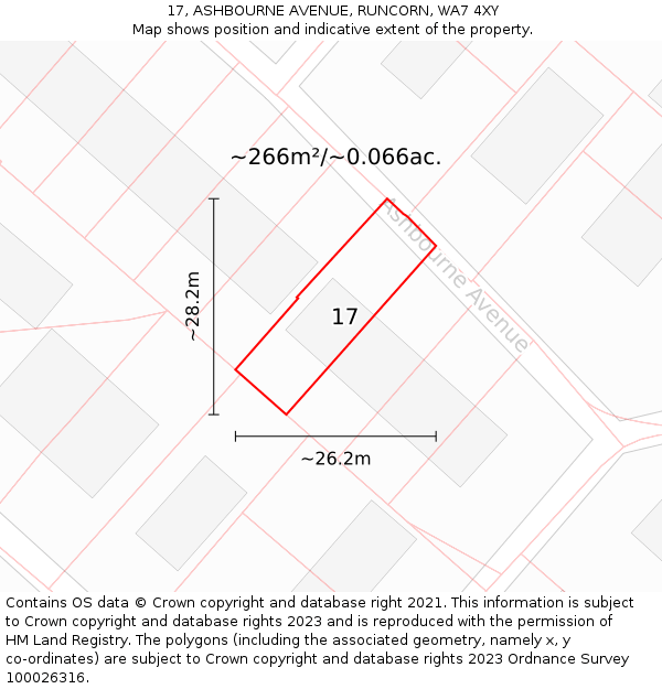 17, ASHBOURNE AVENUE, RUNCORN, WA7 4XY: Plot and title map