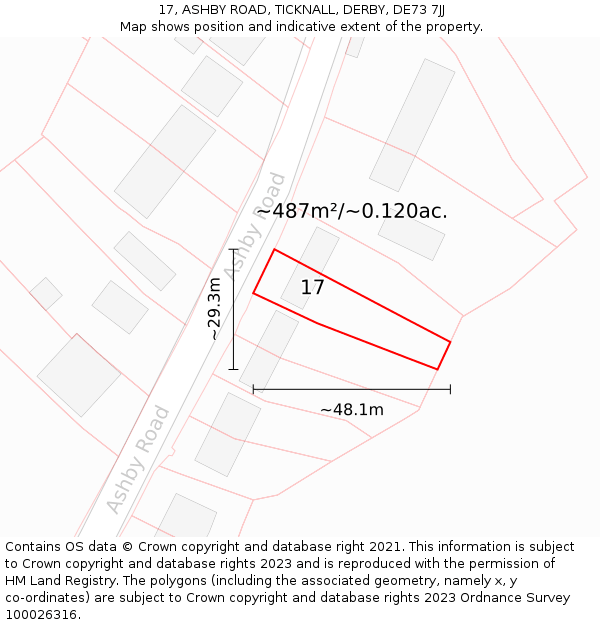 17, ASHBY ROAD, TICKNALL, DERBY, DE73 7JJ: Plot and title map