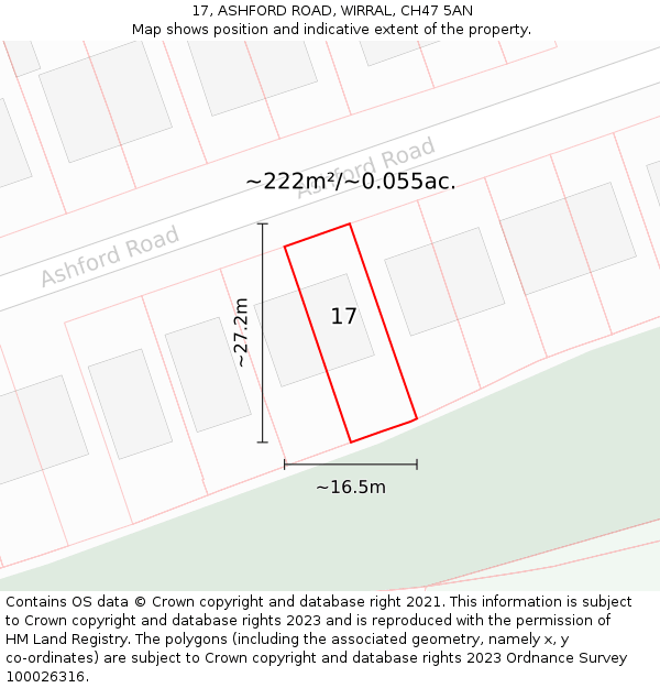 17, ASHFORD ROAD, WIRRAL, CH47 5AN: Plot and title map