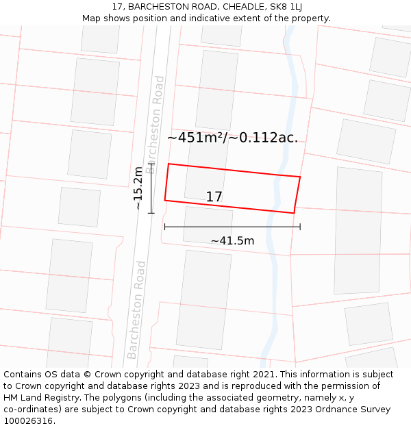 17, BARCHESTON ROAD, CHEADLE, SK8 1LJ: Plot and title map