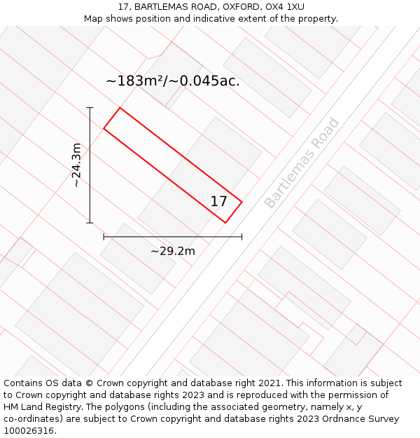 17, BARTLEMAS ROAD, OXFORD, OX4 1XU: Plot and title map