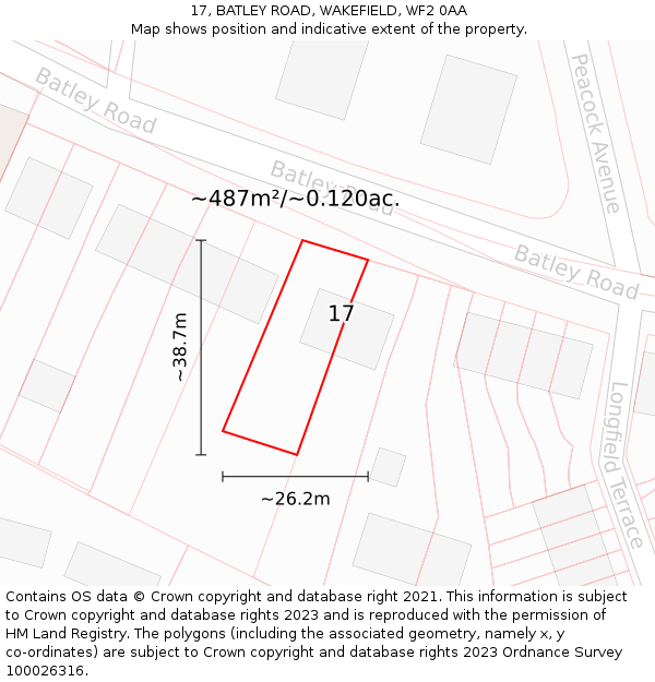 17, BATLEY ROAD, WAKEFIELD, WF2 0AA: Plot and title map