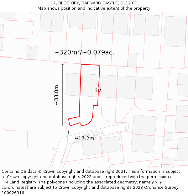 17, BEDE KIRK, BARNARD CASTLE, DL12 8DJ: Plot and title map
