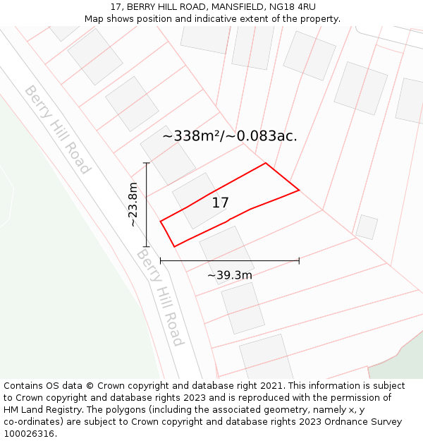 17, BERRY HILL ROAD, MANSFIELD, NG18 4RU: Plot and title map