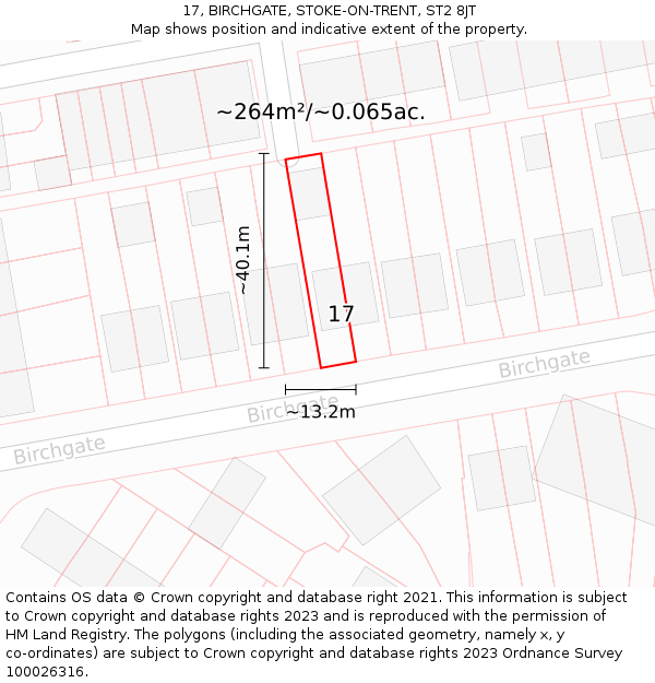 17, BIRCHGATE, STOKE-ON-TRENT, ST2 8JT: Plot and title map