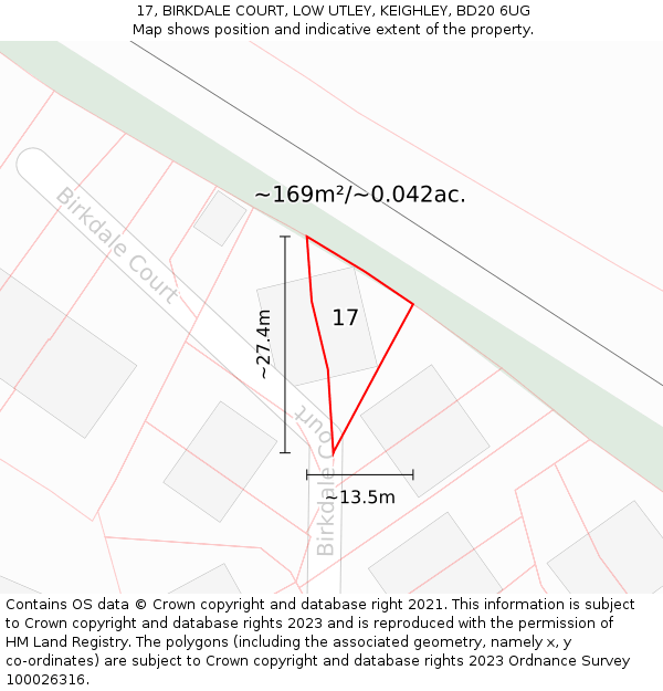 17, BIRKDALE COURT, LOW UTLEY, KEIGHLEY, BD20 6UG: Plot and title map