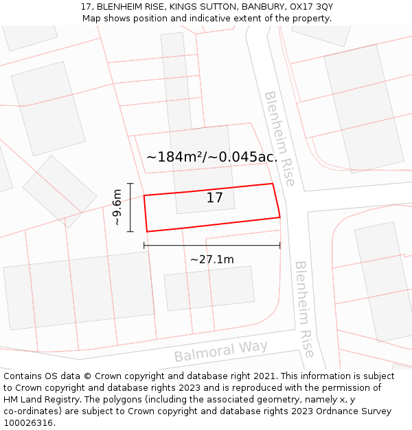 17, BLENHEIM RISE, KINGS SUTTON, BANBURY, OX17 3QY: Plot and title map