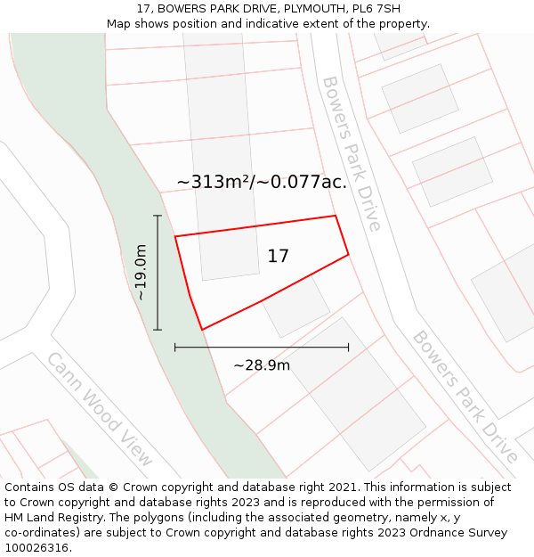 17, BOWERS PARK DRIVE, PLYMOUTH, PL6 7SH: Plot and title map