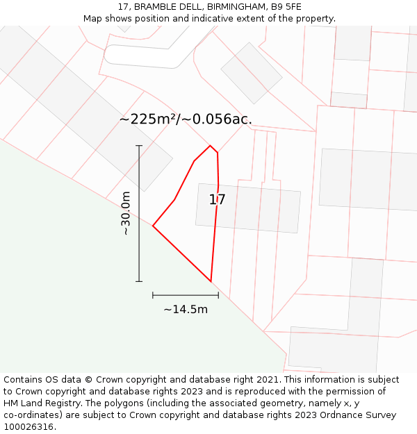 17, BRAMBLE DELL, BIRMINGHAM, B9 5FE: Plot and title map