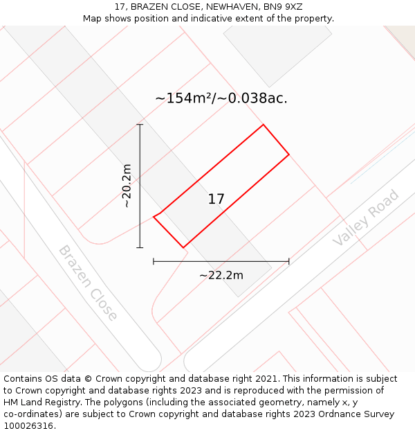 17, BRAZEN CLOSE, NEWHAVEN, BN9 9XZ: Plot and title map