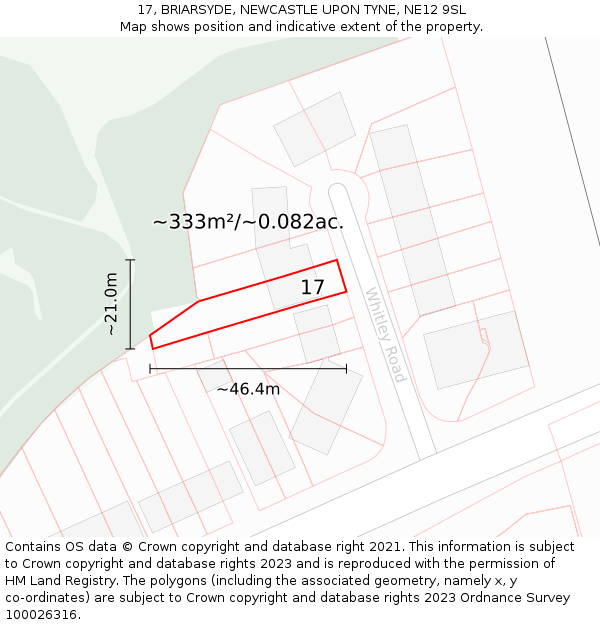 17, BRIARSYDE, NEWCASTLE UPON TYNE, NE12 9SL: Plot and title map