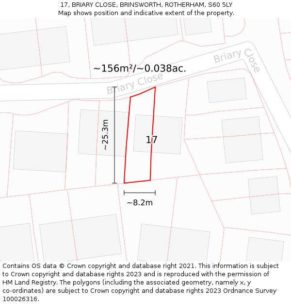 17, BRIARY CLOSE, BRINSWORTH, ROTHERHAM, S60 5LY: Plot and title map