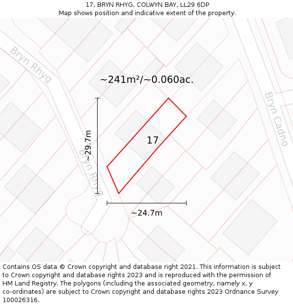 17, BRYN RHYG, COLWYN BAY, LL29 6DP: Plot and title map