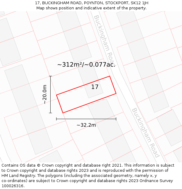 17, BUCKINGHAM ROAD, POYNTON, STOCKPORT, SK12 1JH: Plot and title map