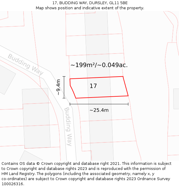 17, BUDDING WAY, DURSLEY, GL11 5BE: Plot and title map