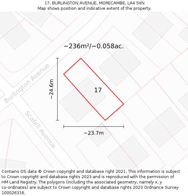 17, BURLINGTON AVENUE, MORECAMBE, LA4 5XN: Plot and title map