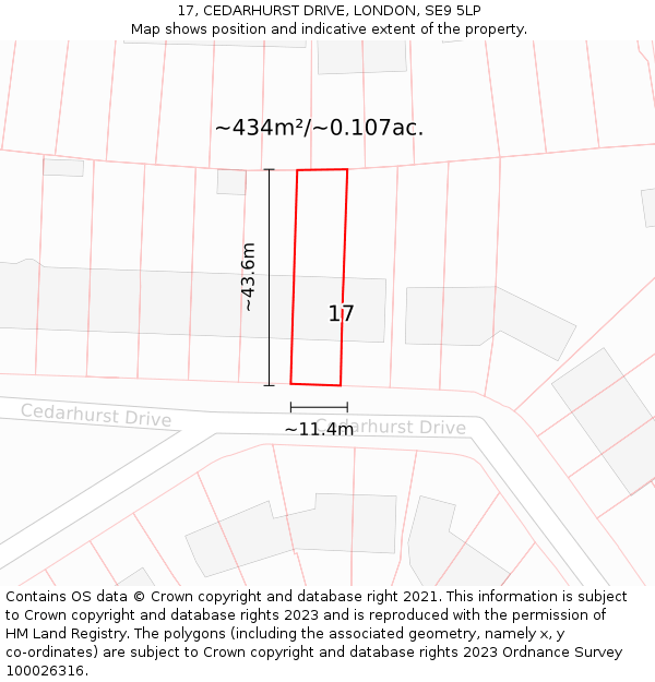 17, CEDARHURST DRIVE, LONDON, SE9 5LP: Plot and title map