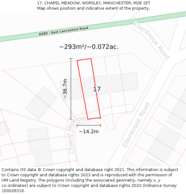 17, CHAPEL MEADOW, WORSLEY, MANCHESTER, M28 1ET: Plot and title map