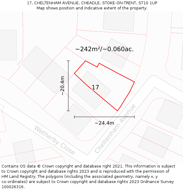 17, CHELTENHAM AVENUE, CHEADLE, STOKE-ON-TRENT, ST10 1UP: Plot and title map