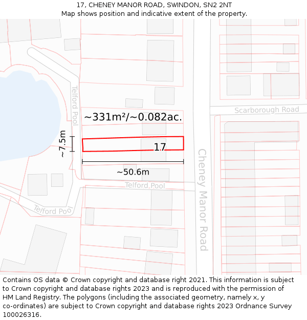 17, CHENEY MANOR ROAD, SWINDON, SN2 2NT: Plot and title map