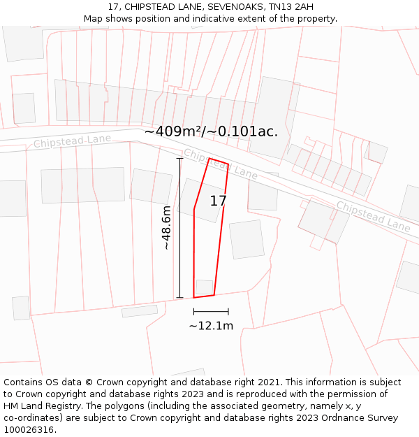 17, CHIPSTEAD LANE, SEVENOAKS, TN13 2AH: Plot and title map