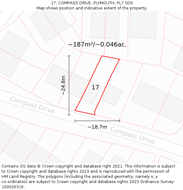 17, COMPASS DRIVE, PLYMOUTH, PL7 5DX: Plot and title map