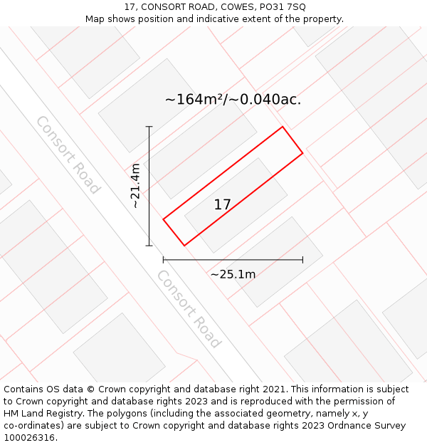 17, CONSORT ROAD, COWES, PO31 7SQ: Plot and title map