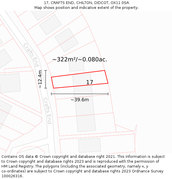 17, CRAFTS END, CHILTON, DIDCOT, OX11 0SA: Plot and title map