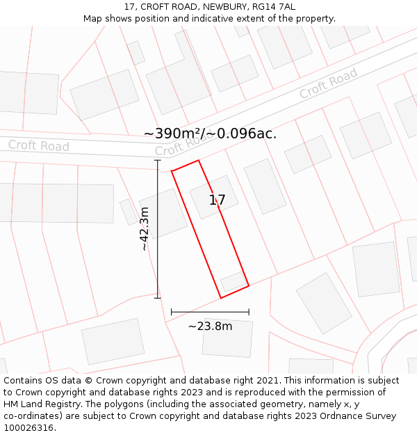 17, CROFT ROAD, NEWBURY, RG14 7AL: Plot and title map