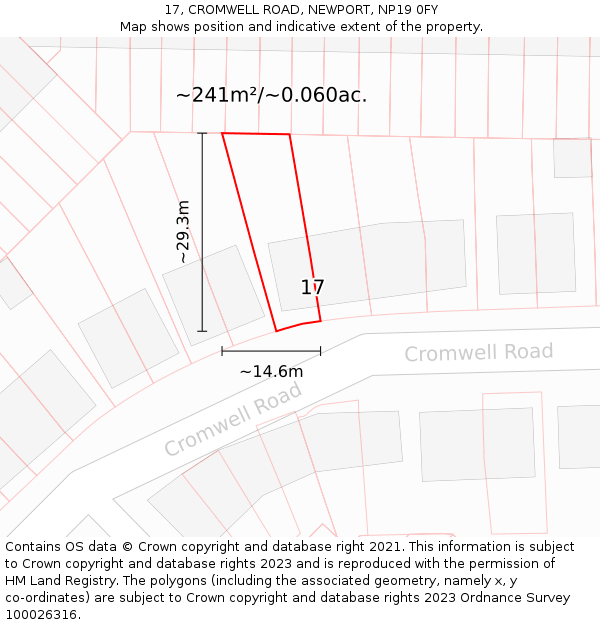 17, CROMWELL ROAD, NEWPORT, NP19 0FY: Plot and title map