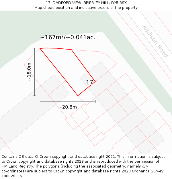 17, DADFORD VIEW, BRIERLEY HILL, DY5 3SX: Plot and title map