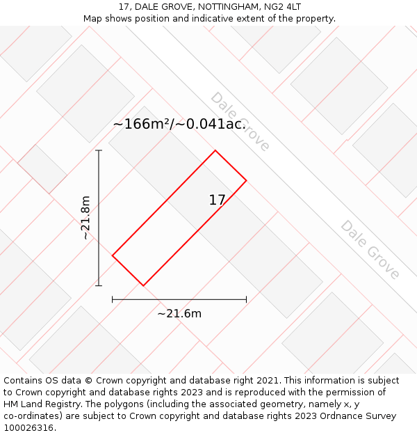 17, DALE GROVE, NOTTINGHAM, NG2 4LT: Plot and title map