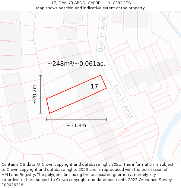 17, DAN YR ARDD, CAERPHILLY, CF83 1TS: Plot and title map