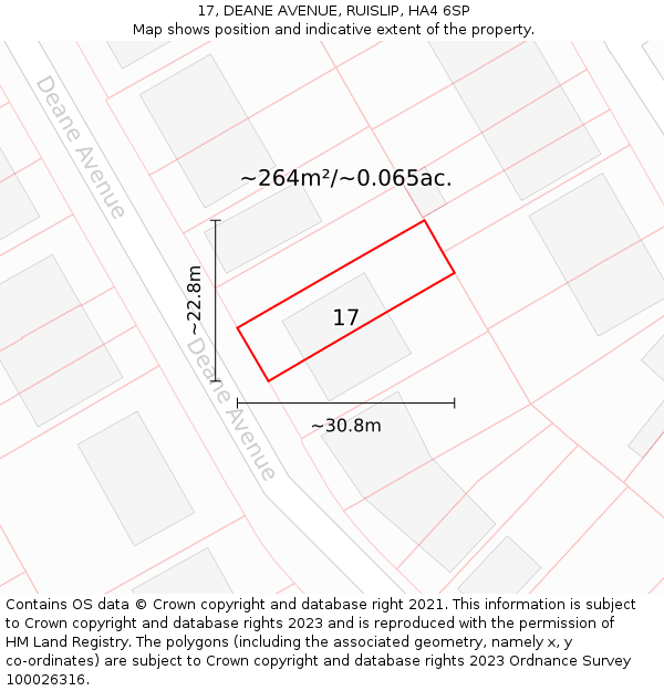 17, DEANE AVENUE, RUISLIP, HA4 6SP: Plot and title map