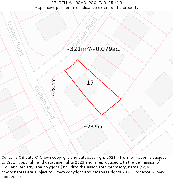 17, DELILAH ROAD, POOLE, BH15 4NR: Plot and title map