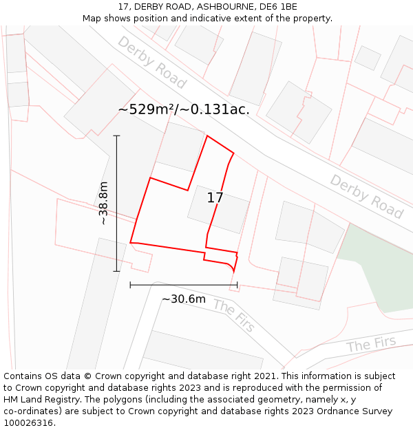 17, DERBY ROAD, ASHBOURNE, DE6 1BE: Plot and title map